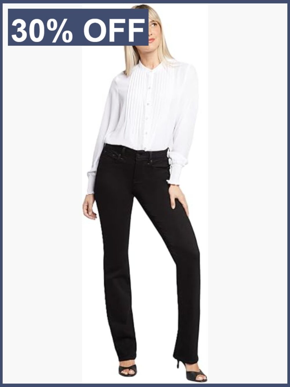 Straight Leg Mid Rise Jeans - Lift Tuck - Cotton Blend - Machine Wash